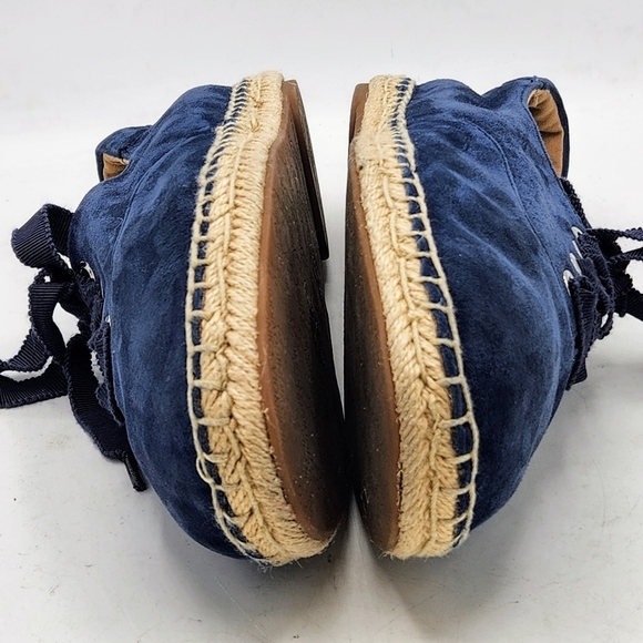 Vionic Lace Up Espadrille Flats Coast Sandy Suede Orthotic In Blue Size 7.5 - Picture 10 of 16